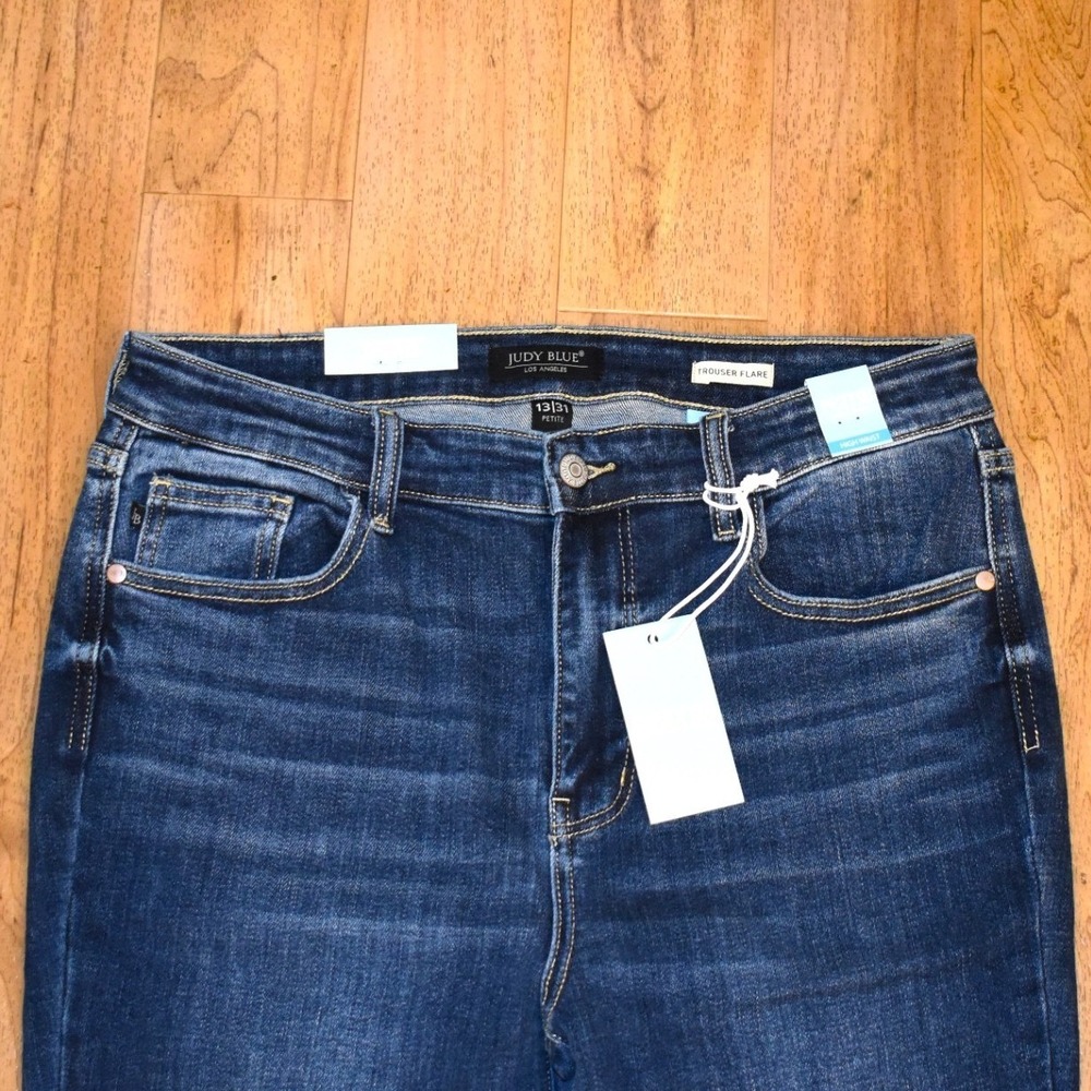 Judy Blue Trouser Flare Jeans Womens 13/31 Petite NWT High Waist Stretch - Picture 4 of 10